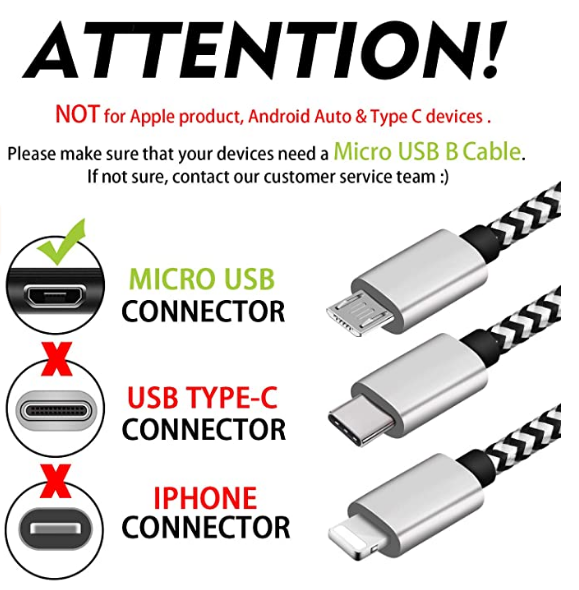 Micro USB Cable, 10ft 3 Pack Extra Long Charging Cord
